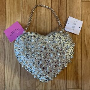 New - Kate Spade Bridal Embellished 3d Heart Clutch